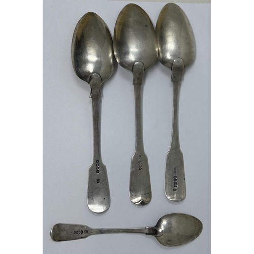 313 - ***WITHDRAWN*** A pair of George III Irish silver fiddle pattern spoons, and two other spoons, vario... 