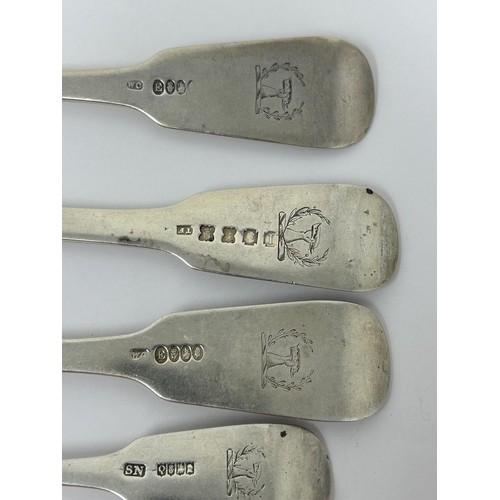 314 - ***WITHDRAWN*** A George III silver fiddle pattern fork, four other silver forks, various dates and ... 