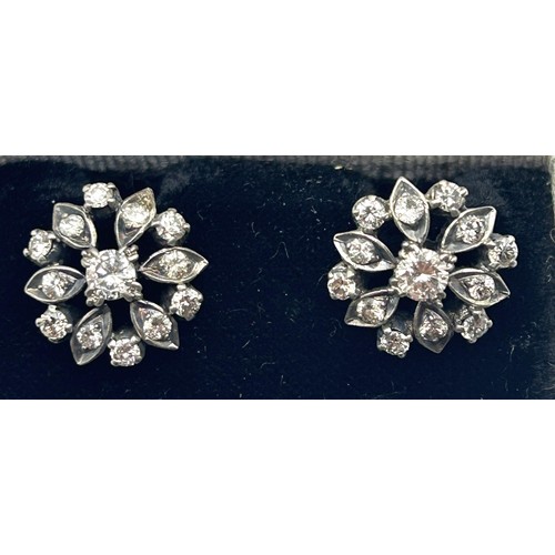 415 - A pair of diamond floral stud earrings, in a Liberty's box