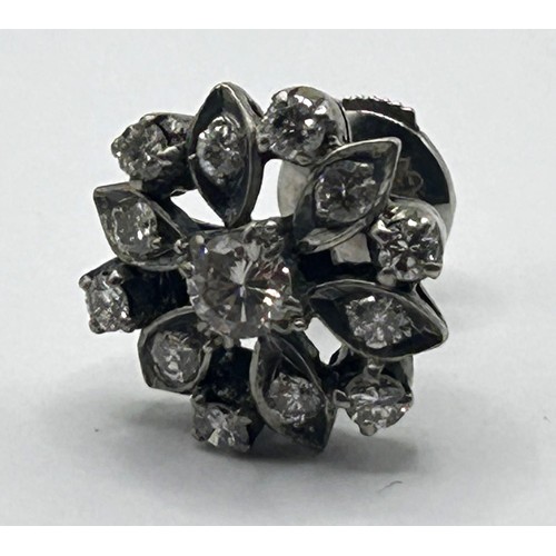 415 - A pair of diamond floral stud earrings, in a Liberty's box