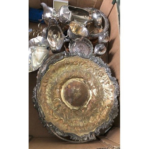 298 - A silver plated swing handled basket and assorted silver plate