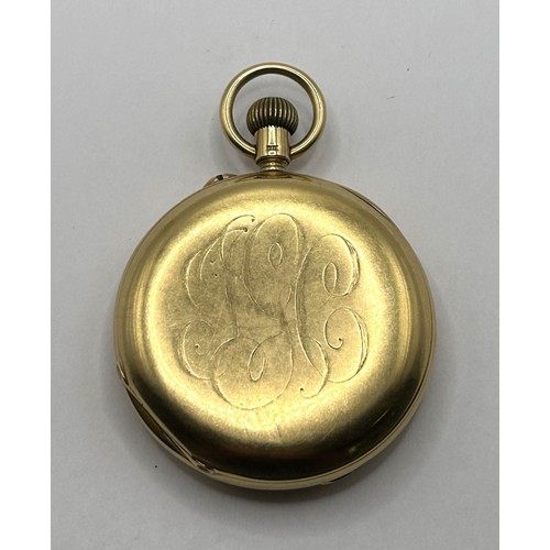 390 - An 18ct gold hunter pocket watch, the enamel dial with Roman numerals, by Samuel Stanley, London No ... 