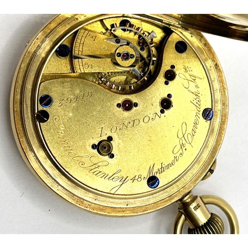 390 - An 18ct gold hunter pocket watch, the enamel dial with Roman numerals, by Samuel Stanley, London No ... 