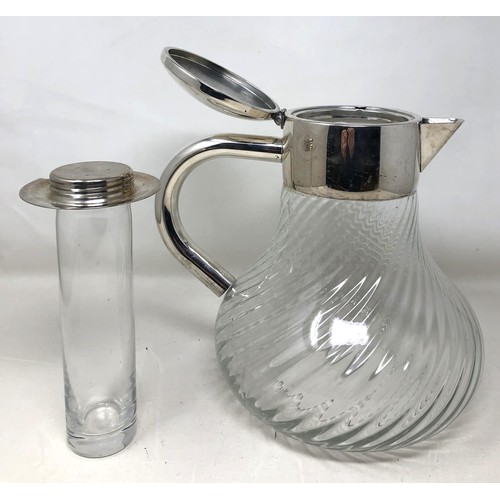 302 - A silver plated and glass Pimm's or lemonade jug, with a removable glass flask, 24 cm high