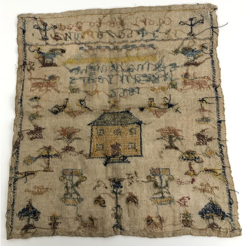 826 - A 19th century sampler, signed Selina Knight, aged 11, dated 1856, 35 x 33 cm