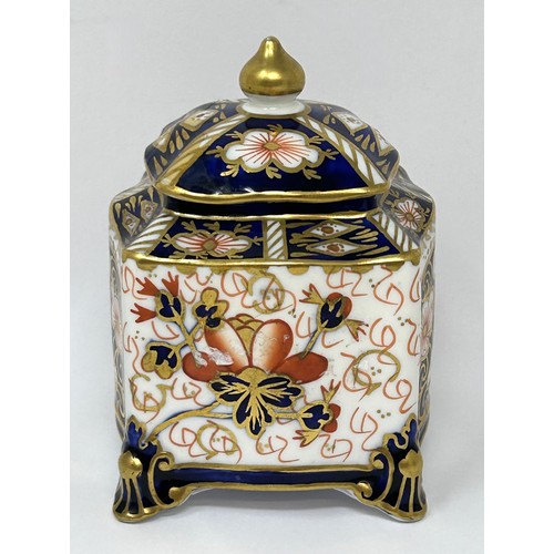 920 - A Royal Crown Derby Imari pattern caddy, retail mark for Tiffany & Co, 8 cm high