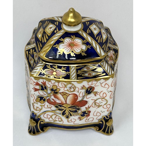 920 - A Royal Crown Derby Imari pattern caddy, retail mark for Tiffany & Co, 8 cm high