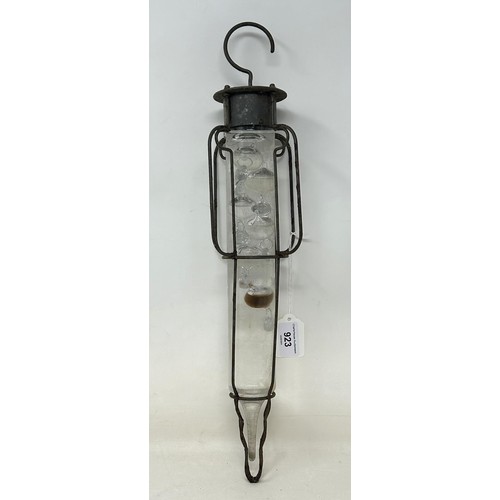 923 - An unusual glass and metal thermometer, 45 cm