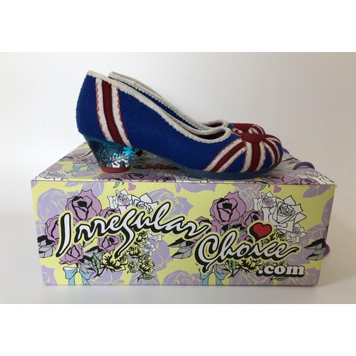 885 - A pair of ladies Irregular Choice of London limited edition ladies Posy shoes, decorated Union Jacks... 