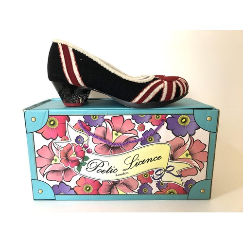 886 - A pair of ladies Poetic Licence of London limited edition ladies Please Me shoes, decorated Union Ja... 