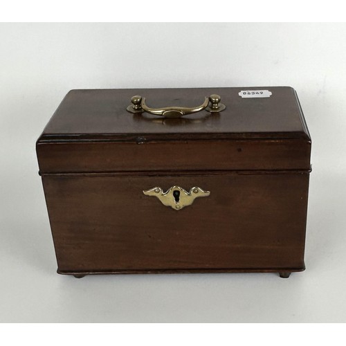 937 - An oak candle box, 45 cm high, another, two boxes and two silver teaspoons (6)