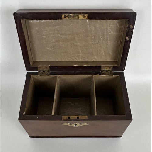 937 - An oak candle box, 45 cm high, another, two boxes and two silver teaspoons (6)