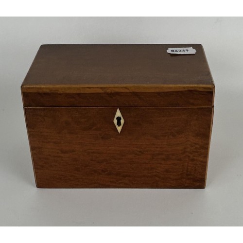 937 - An oak candle box, 45 cm high, another, two boxes and two silver teaspoons (6)