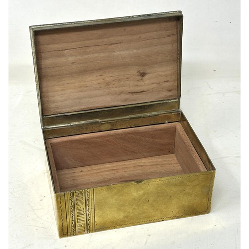 1039 - A Russian brass table cigarette box, 13 cm wide