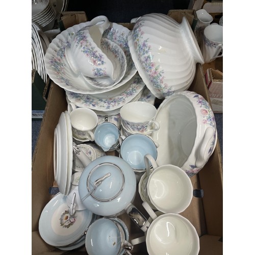 987 - A Wedgwood Angela pattern part service, a Royal Standard White Lady pattern coffee set and a print o... 