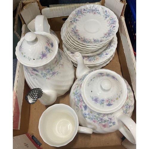 987 - A Wedgwood Angela pattern part service, a Royal Standard White Lady pattern coffee set and a print o... 