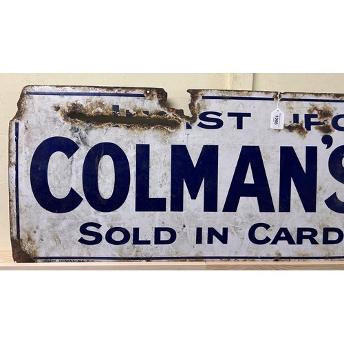 1066 - An enamel sign, INSIST ON HAVING COLMAN'S STARCH, SOLD IN CARDBOARD BOXES, 40 x 165 cm