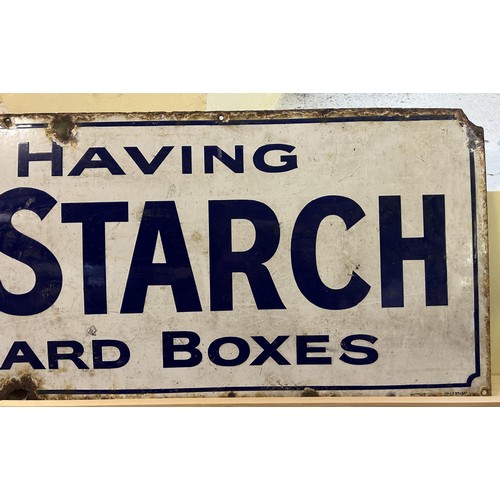 1066 - An enamel sign, INSIST ON HAVING COLMAN'S STARCH, SOLD IN CARDBOARD BOXES, 40 x 165 cm