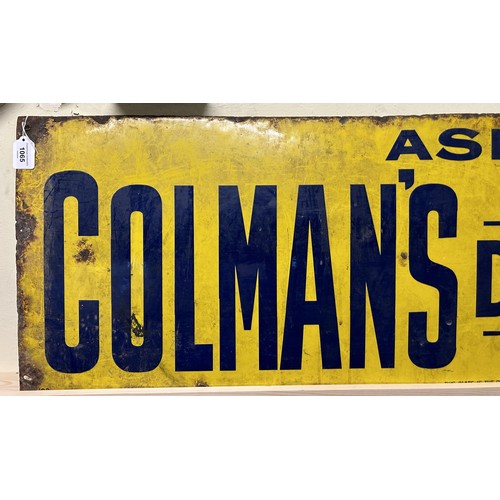 1065 - An enamel sign, ASK FOR COLMAN'S DSF MUSTARD, 42 x 169 cm