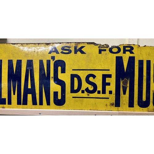 1065 - An enamel sign, ASK FOR COLMAN'S DSF MUSTARD, 42 x 169 cm