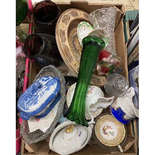 969 - Assorted ceramics, treen, books and other items (3 boxes)