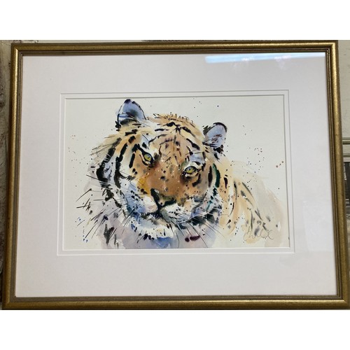 1013 - Larson Juhl, study of a tiger, watercolour, signed, 32 x 47 cm