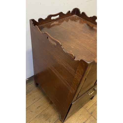 1165 - A mahogany tray topped cupboard, converted from a commode, 48 cm wide