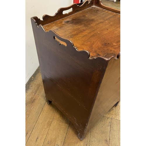 1165 - A mahogany tray topped cupboard, converted from a commode, 48 cm wide