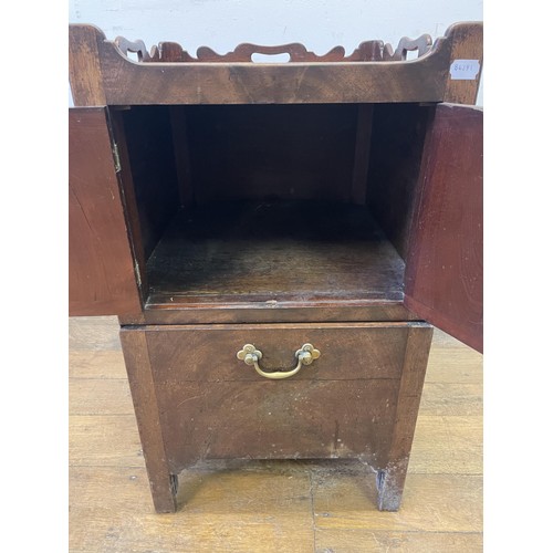 1165 - A mahogany tray topped cupboard, converted from a commode, 48 cm wide