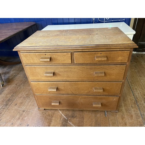 1190 - An oak chest, 92 cm wide, a painted chest 128 cm wide and a table (3)