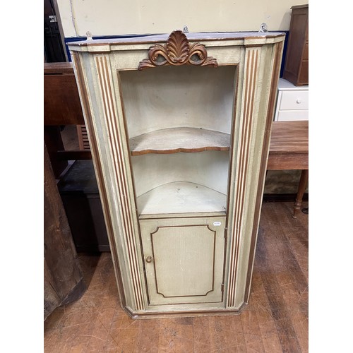 1194 - A mahogany corner cabinet, 82 cm wide, a painted corner cabinet, 69 cm wide, and a bookcase, 112 cm ... 