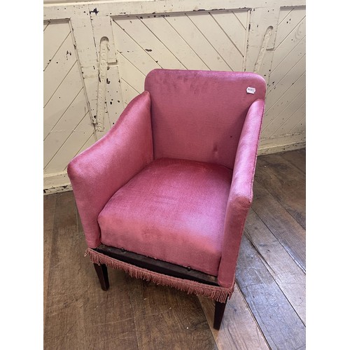 1120 - A pair of Parker Knoll type wingback armchairs, another, a mirror, a two tier trolley, a two tier ta... 