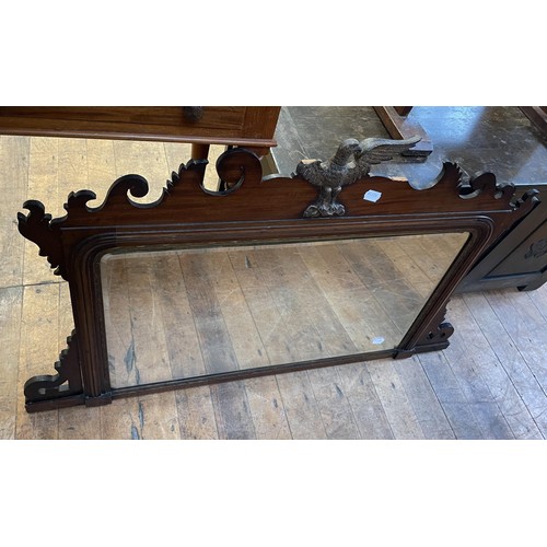 1193 - An oak coffer, 110 cm wide, a mirror, a trunk, a side table, a folding card table, a mahogany table,... 