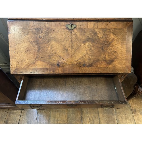 1178 - An 18th century style walnut bureau bookcase, 76 cm wide