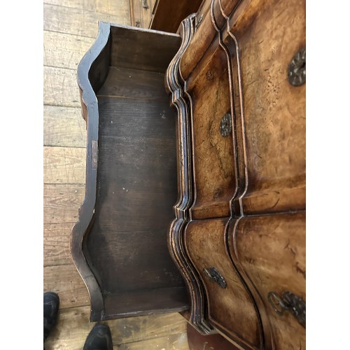 1179 - An 18th century style walnut tallboy, having five drawers, on carved cabriole legs, 78 cm wide