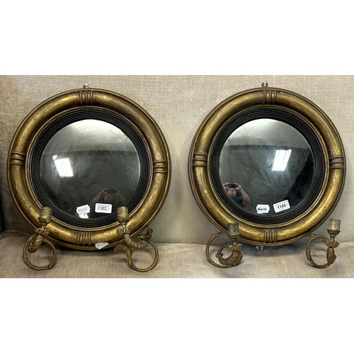 1185 - A pair of 19th century convex girandoles, 41 cm diameter (2)