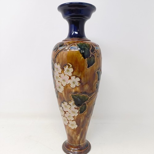 704 - A Royal Doulton vase, by Joan Honey, decorated flowers, 33 cm high