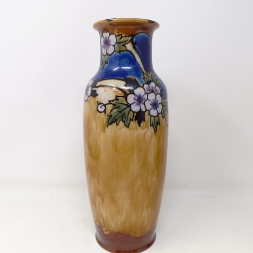 706 - A Royal Doulton vase, by Bessie Newberry, decorated flowers, 30 cm high