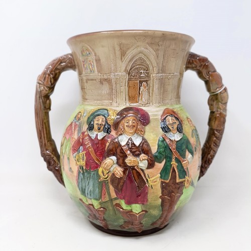 708 - A Royal Doulton Series Ware two handled vase, decorated The Three Musketeers, 26 cm high