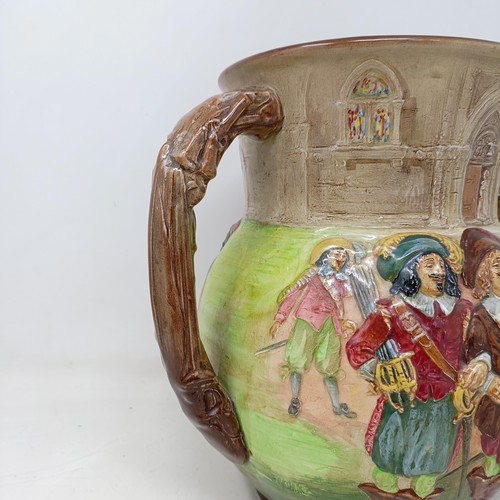 708 - A Royal Doulton Series Ware two handled vase, decorated The Three Musketeers, 26 cm high