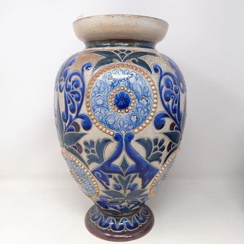 713 - A Doulton Lambeth vase, by Elsa Simmance, decorated flowers, 37 cm high