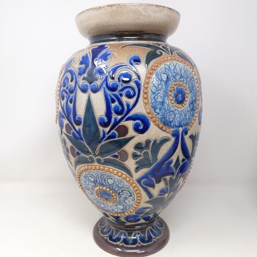 713 - A Doulton Lambeth vase, by Elsa Simmance, decorated flowers, 37 cm high