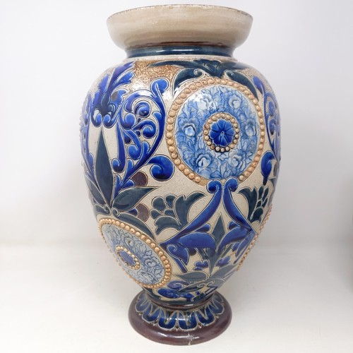 713 - A Doulton Lambeth vase, by Elsa Simmance, decorated flowers, 37 cm high