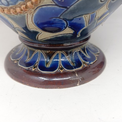 713 - A Doulton Lambeth vase, by Elsa Simmance, decorated flowers, 37 cm high