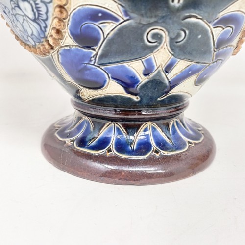 713 - A Doulton Lambeth vase, by Elsa Simmance, decorated flowers, 37 cm high