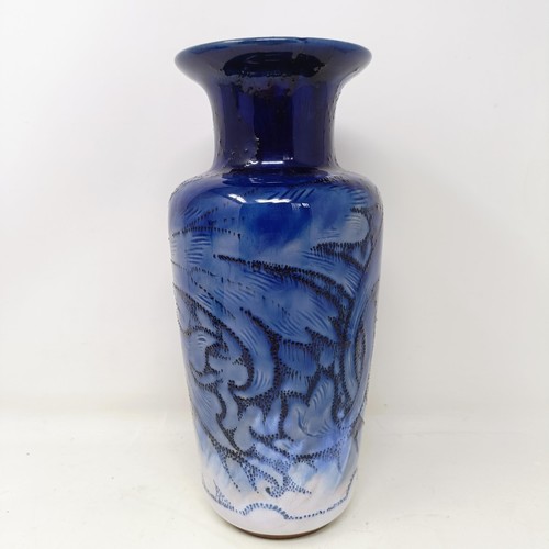 714 - A Doulton Lambeth vase, by Mark B Marshall and Bessie Newberry, 29 cm high