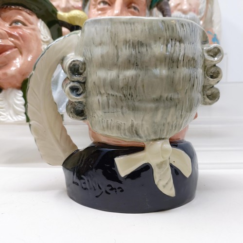 722 - A Royal Doulton character jug, Don Quixote D6455, The Vicar Of Bray ... , Robin Hood D6527, Regency ... 