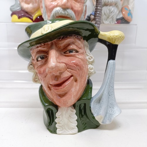 722 - A Royal Doulton character jug, Don Quixote D6455, The Vicar Of Bray ... , Robin Hood D6527, Regency ... 