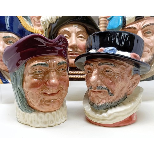 725 - A Royal Doulton character jug, The Falconer D6533, Beefeater D6206, Simon The Cellarer, Ugly Duchess... 