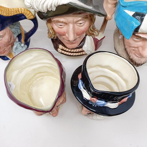 725 - A Royal Doulton character jug, The Falconer D6533, Beefeater D6206, Simon The Cellarer, Ugly Duchess... 